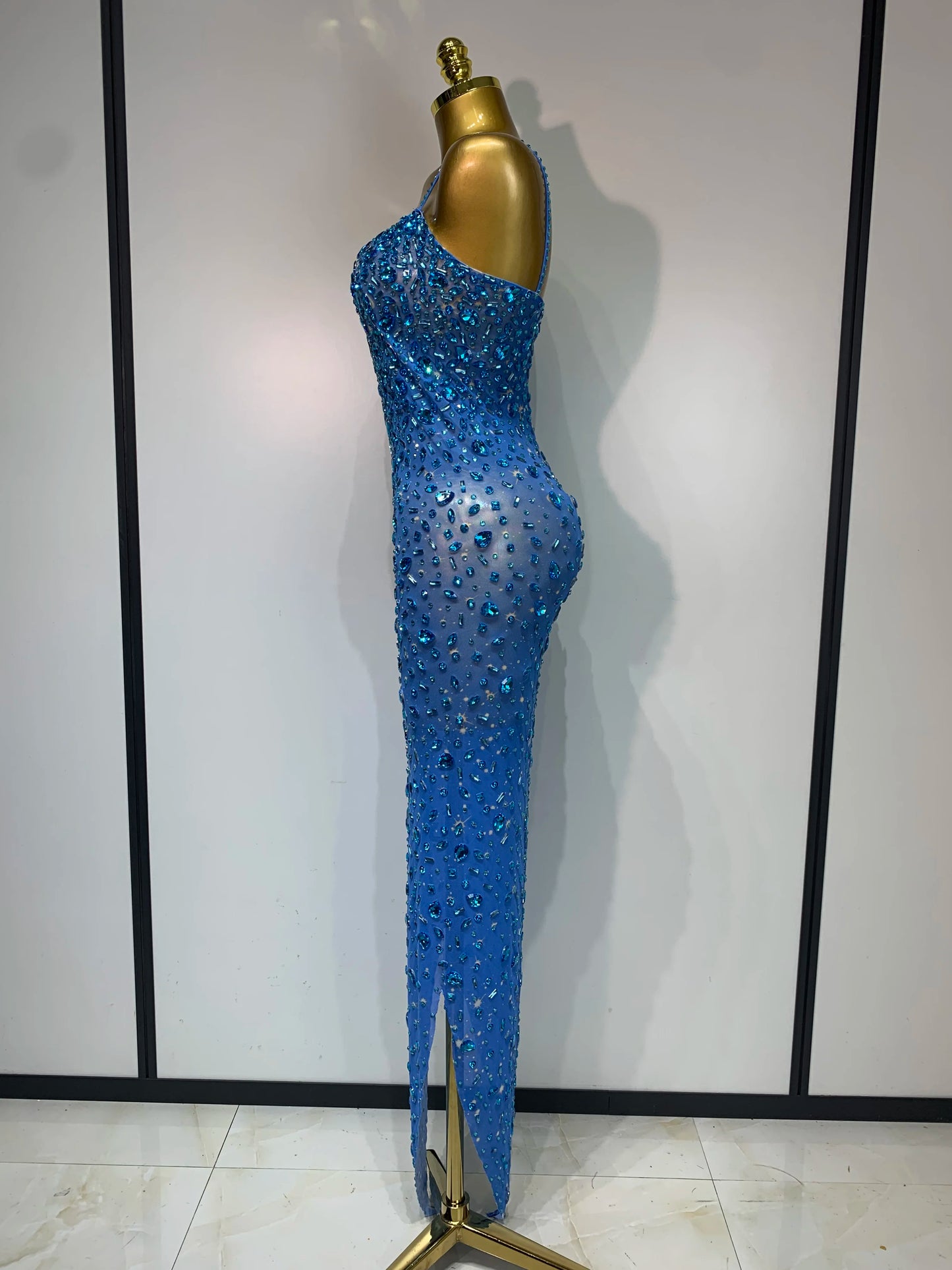 Zoey Rhinestone Mesh Maxi Dress