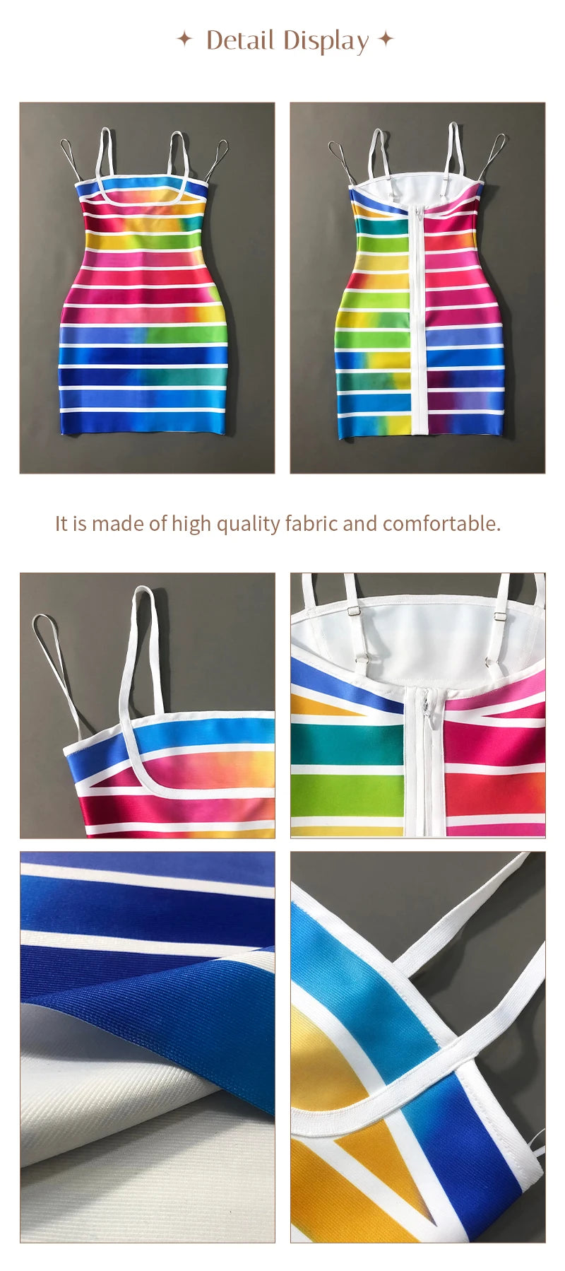 Rainbow Stripe Bandage Mini Dress