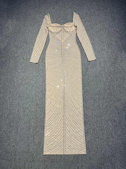 Laila Rhinestone Mesh Maxi Dress