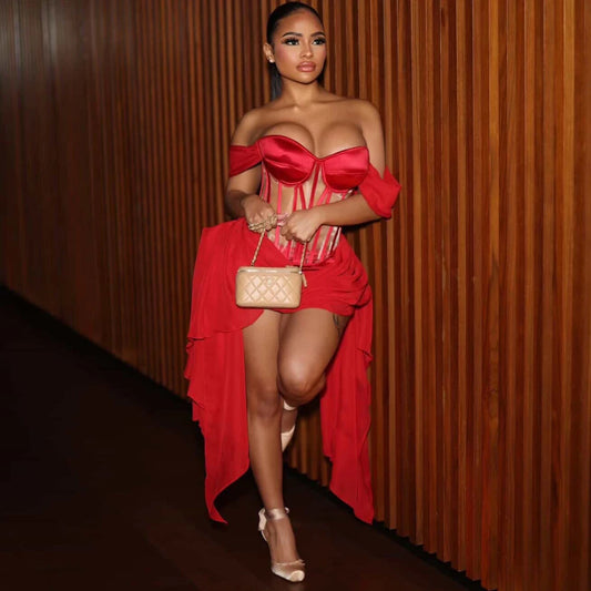 Aisha Off Shoulder Corset Mini Dress