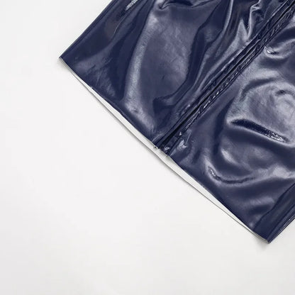 Blue Leather Cutout Dress