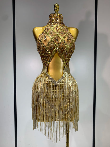 Dee Rhinestone Tassel Dress