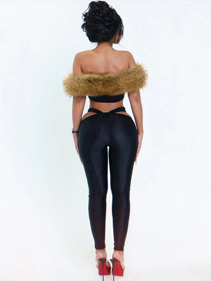 Vanna Fur Pants Set
