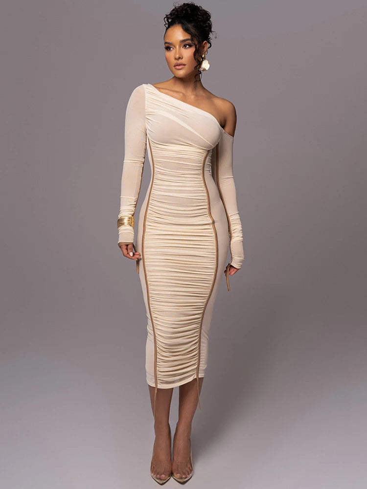 Larsa Ruched Midi Dress