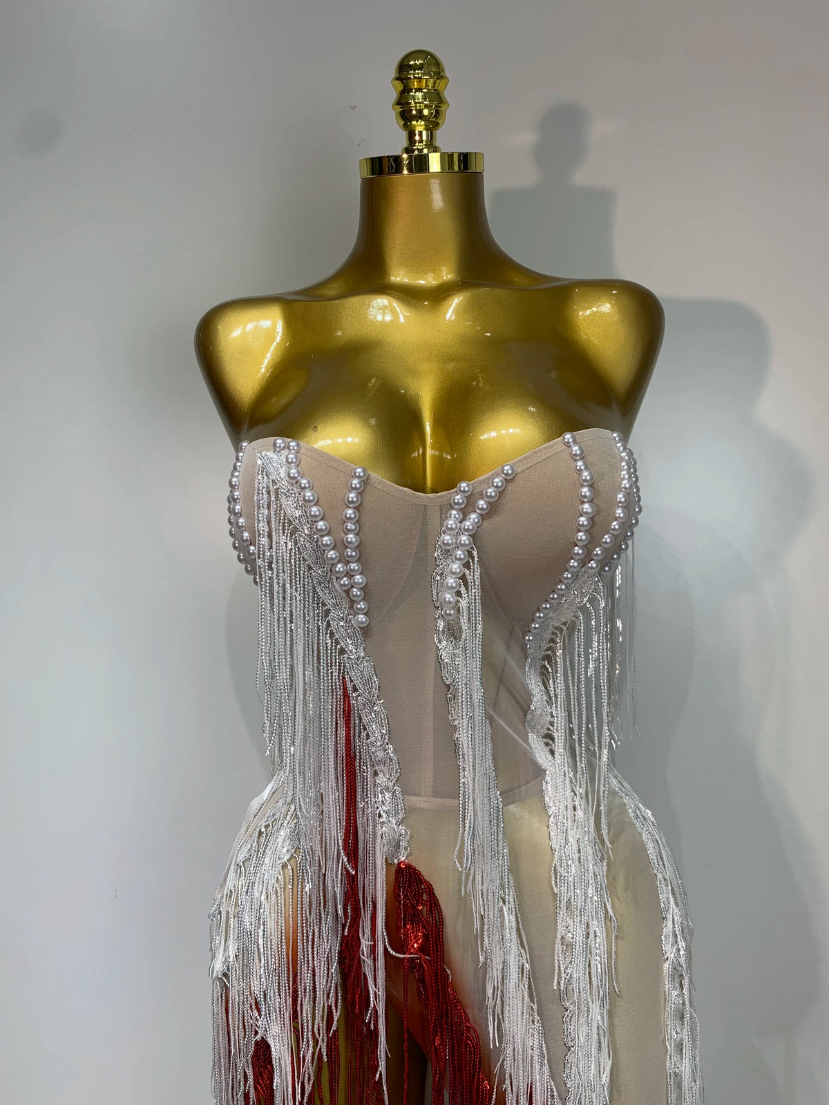 Gradient Tassel Pearl Maxi Dress
