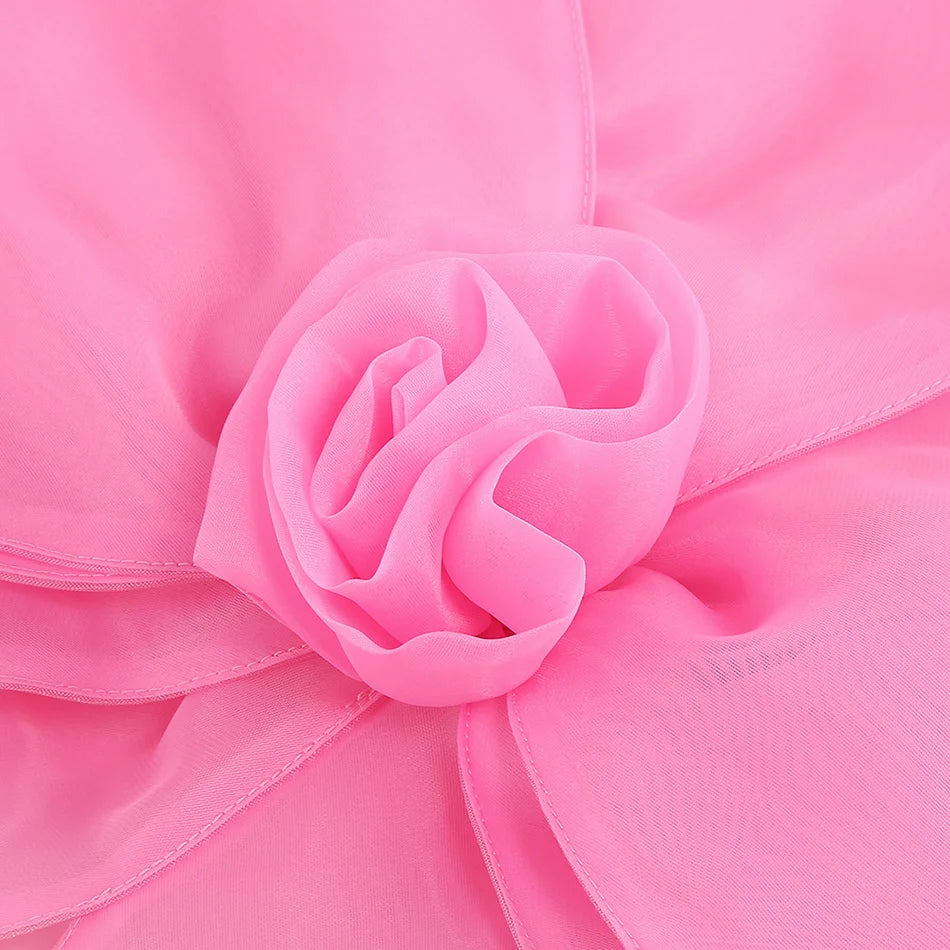 One Shoulder Flower Mini Dress