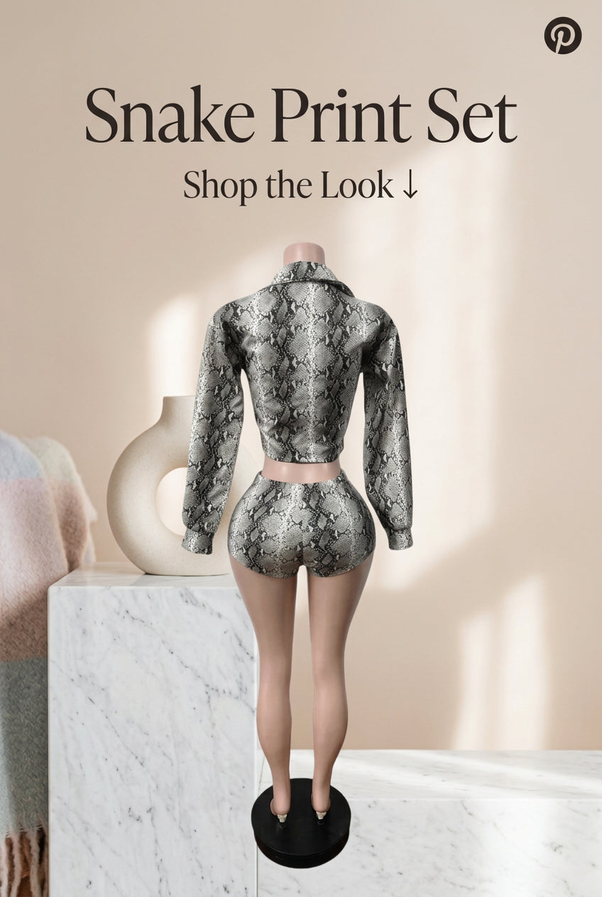 Snake Around Leather Short Set
