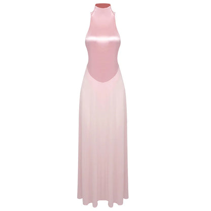 Pink Satin Chiffon Dress