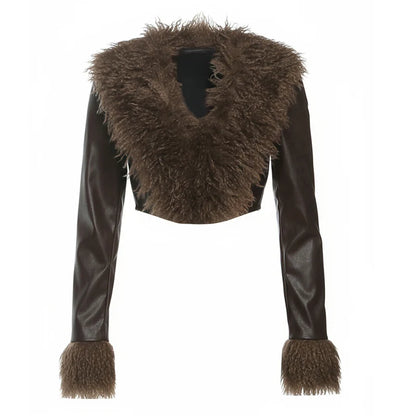 Fur V-Neck Crop Top