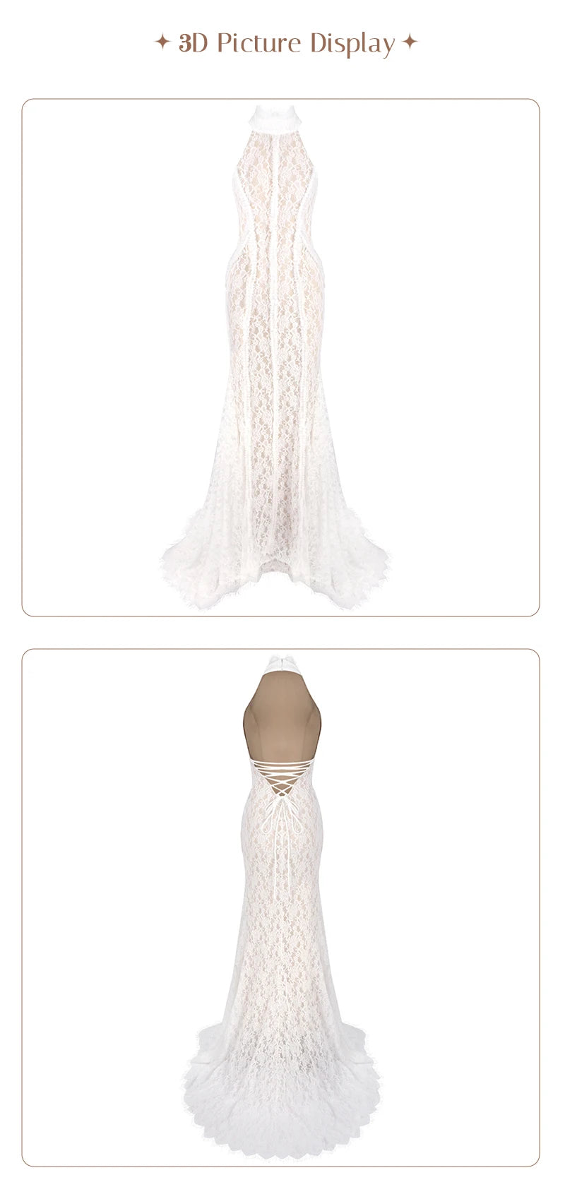 White Lace Mermaid Maxi Dress