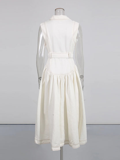 Belted Denim Maxi Dress