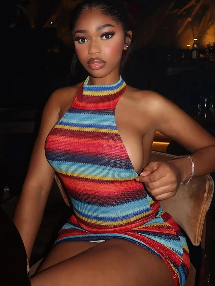 Striped Knit Mini Dress