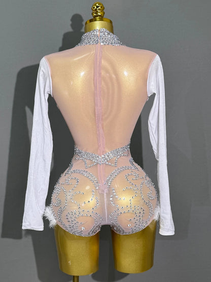 In The Spotlight Embellished Feather Romper