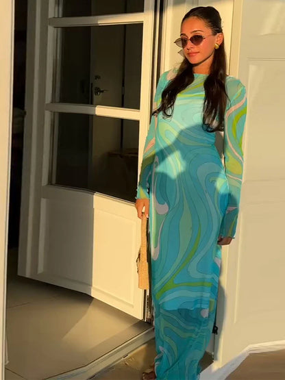 Marian Sheer Mesh Maxi Dress