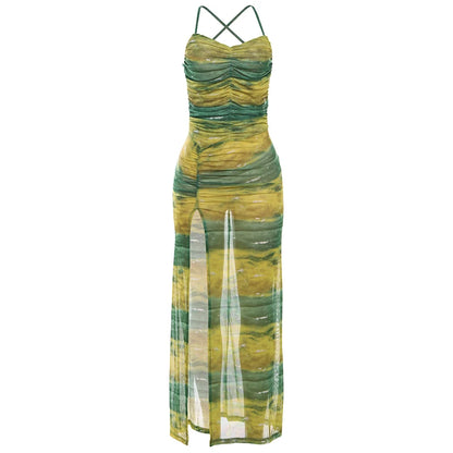 Green Gradient Ruched Dress