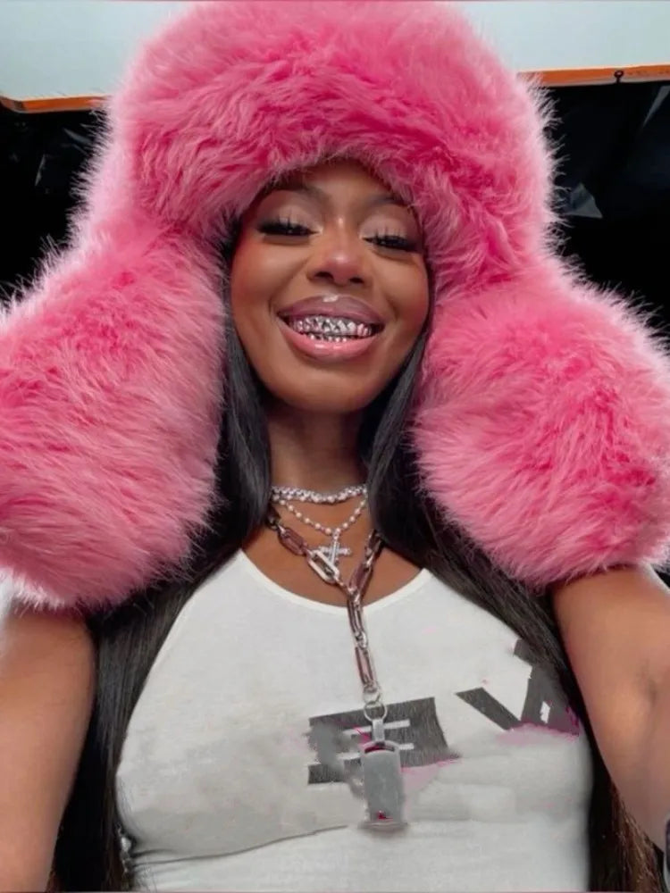 Plush Earflap Fur Hat
