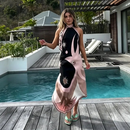 Vintage Satin Backless Dress