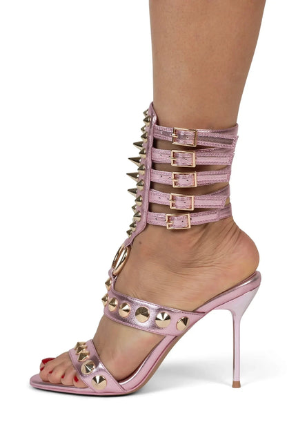 Riveted Leather High Heels