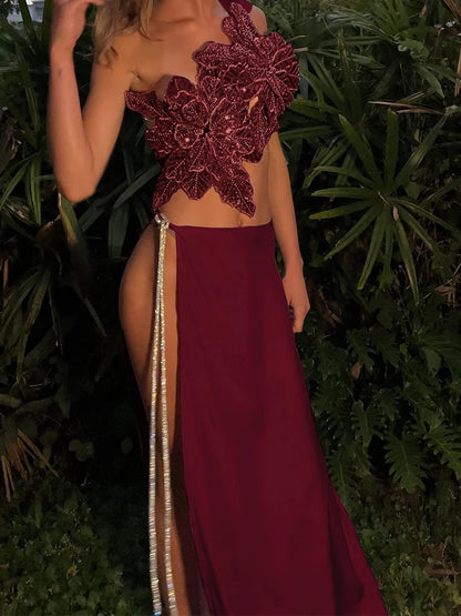 Adelina Sequin Flower Maxi Skirt Set