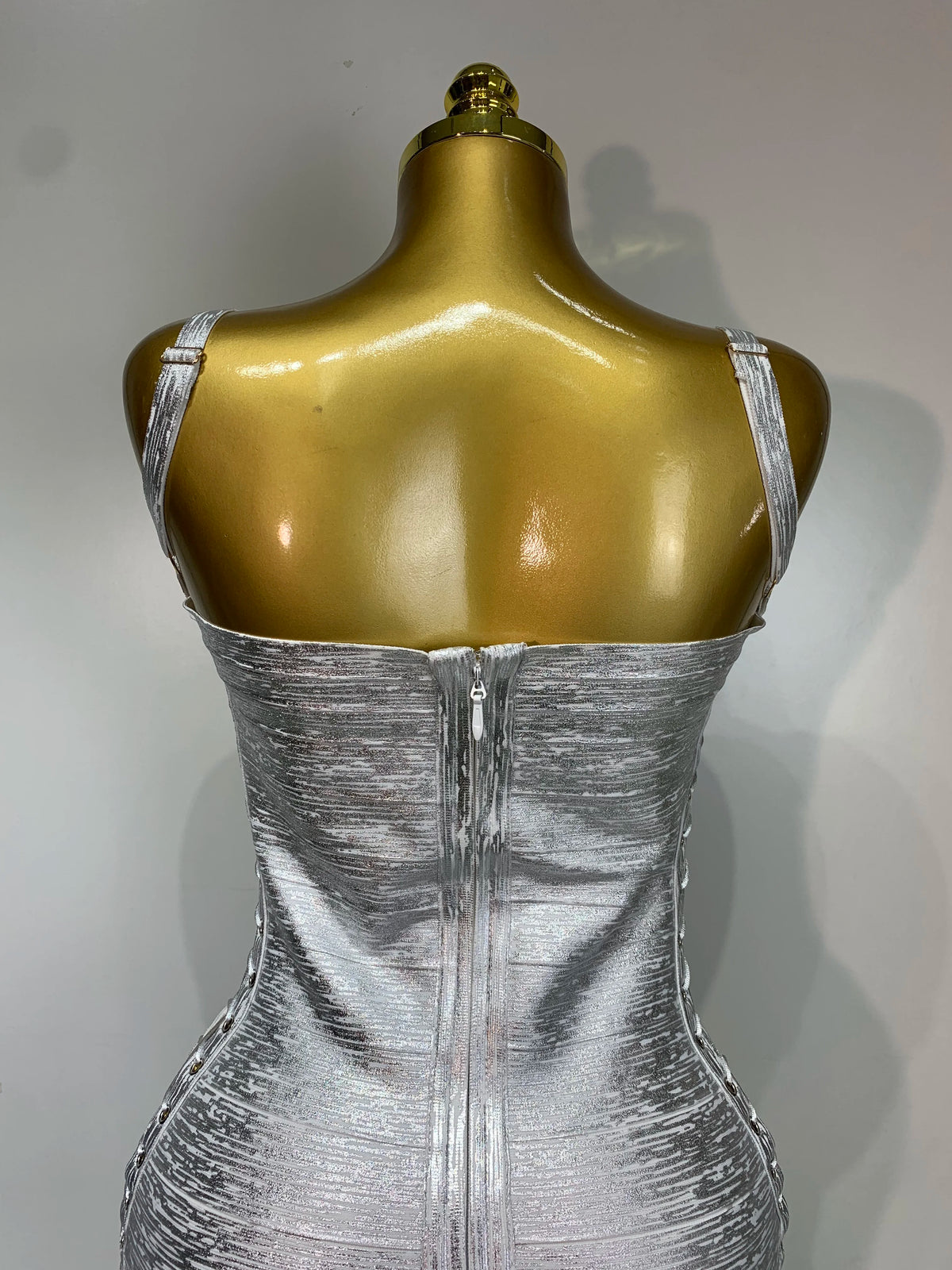 Metallic Side Lace Up Bandage Mini Dress