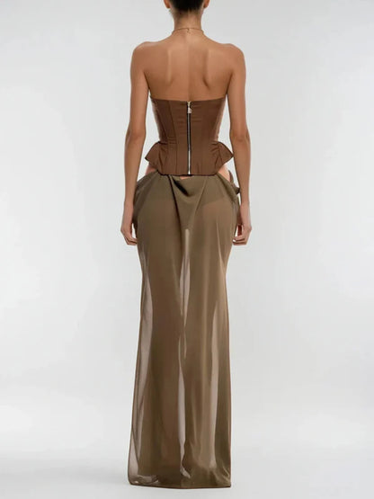 Elissa Corset Mesh Maxi Dress