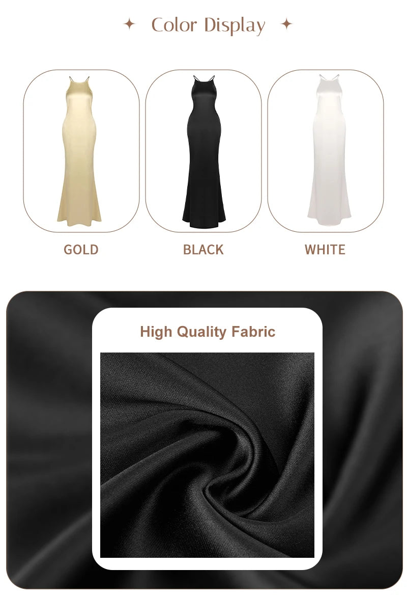 Backless Satin Maxi Dress