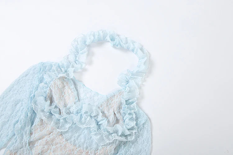 Ruffles Bodysuit Maxi Dress