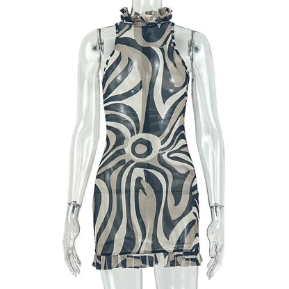 Nasha Mesh Ruffle Mini Dress