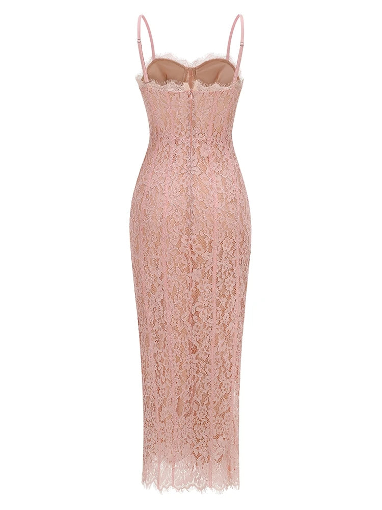 Floral Lace Bodycon Maxi Dress