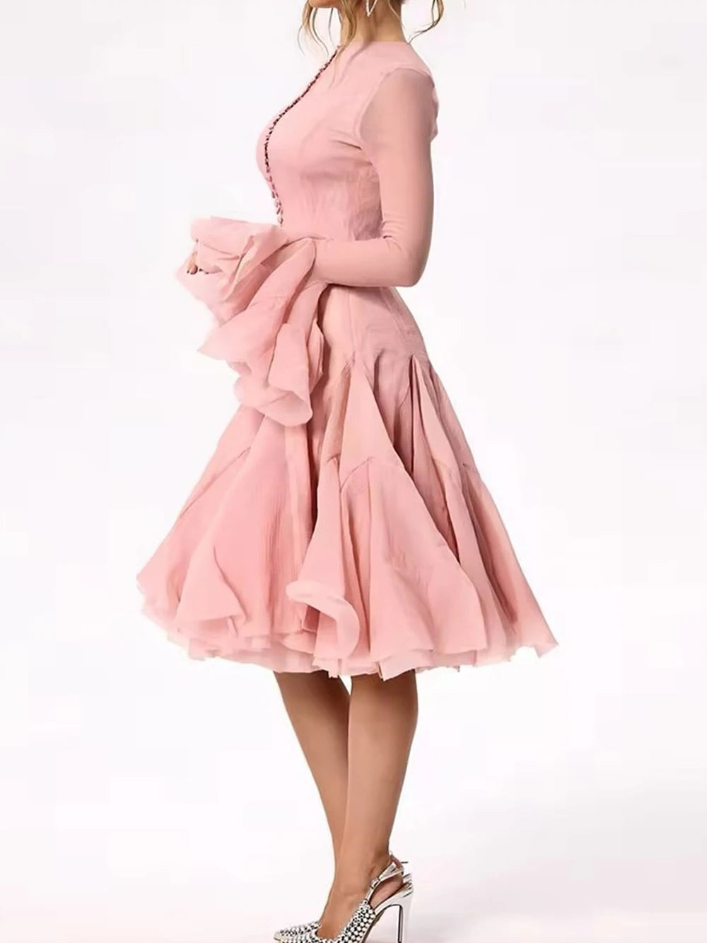 Lory Peated Flare Midi Dress