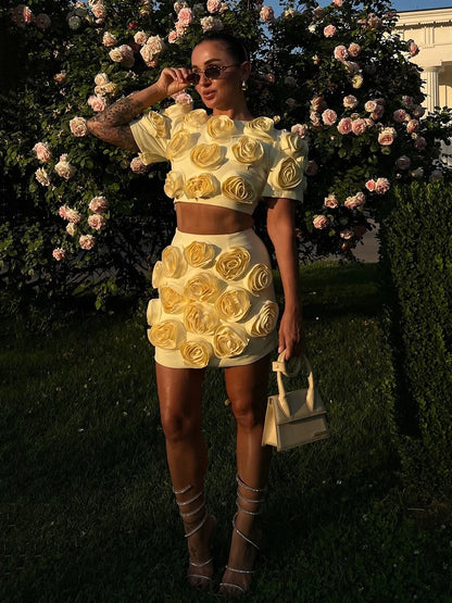 Mia's 3D Flower Skirt Set