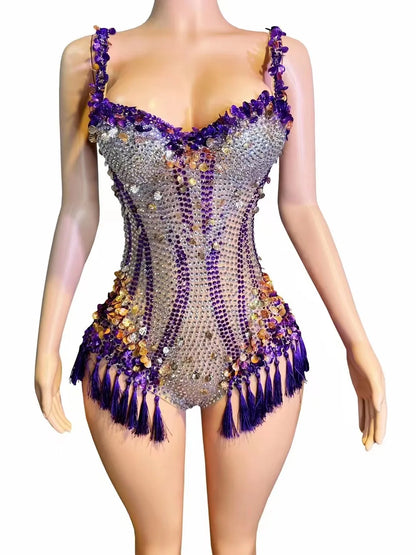 Miana Sequins Tassel Bodysuit