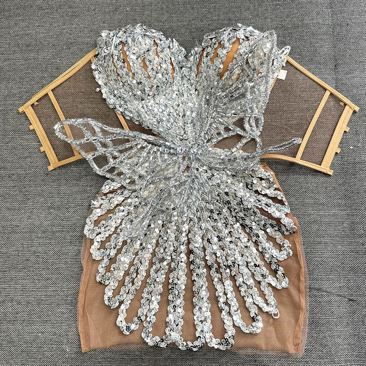 Silver Mesh Mini Dress