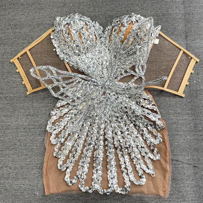 Silver Mesh Mini Dress