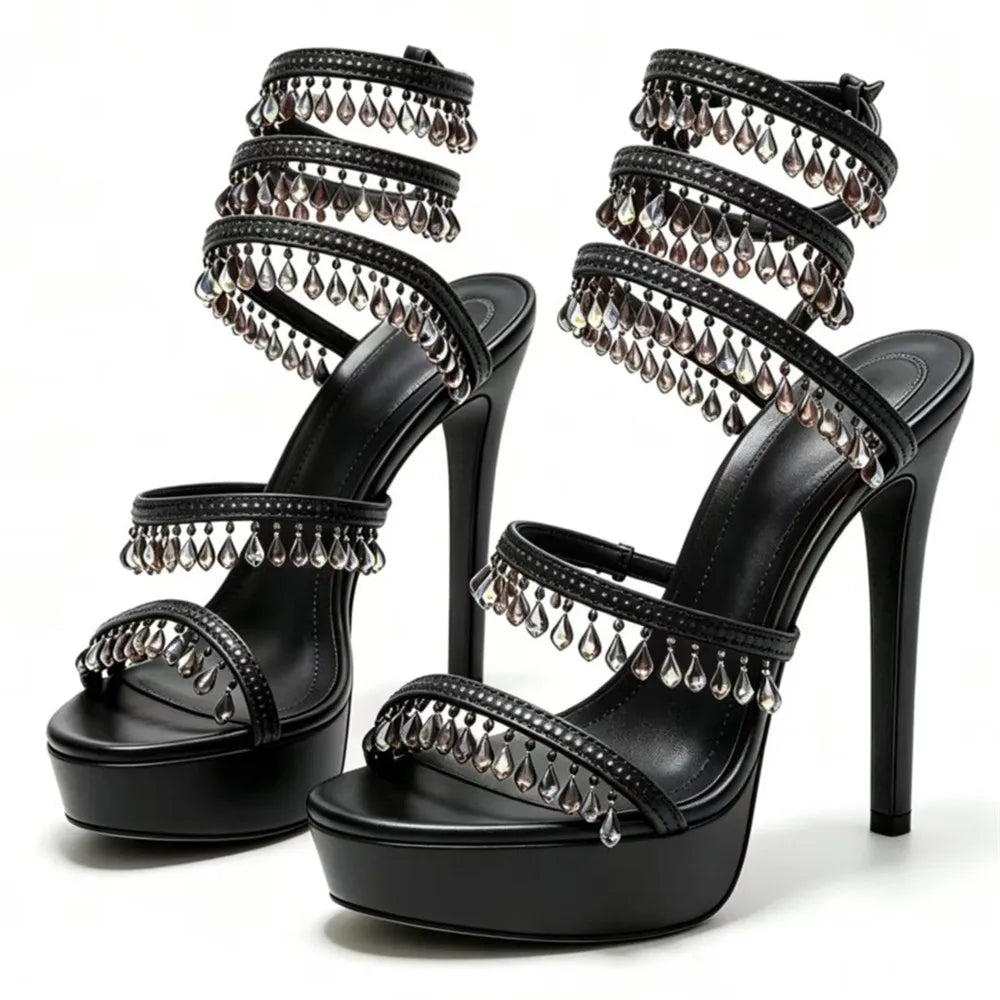 Nisha Rhinestone Platform High Heels