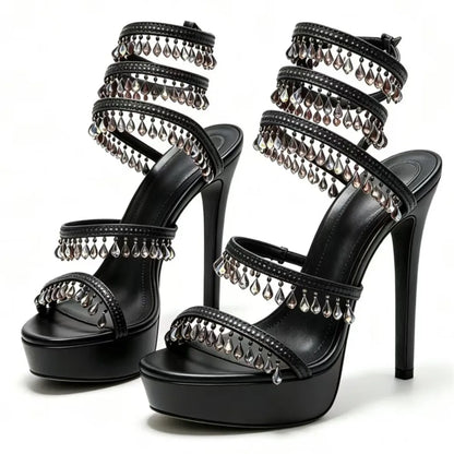 Nisha Rhinestone Platform High Heels