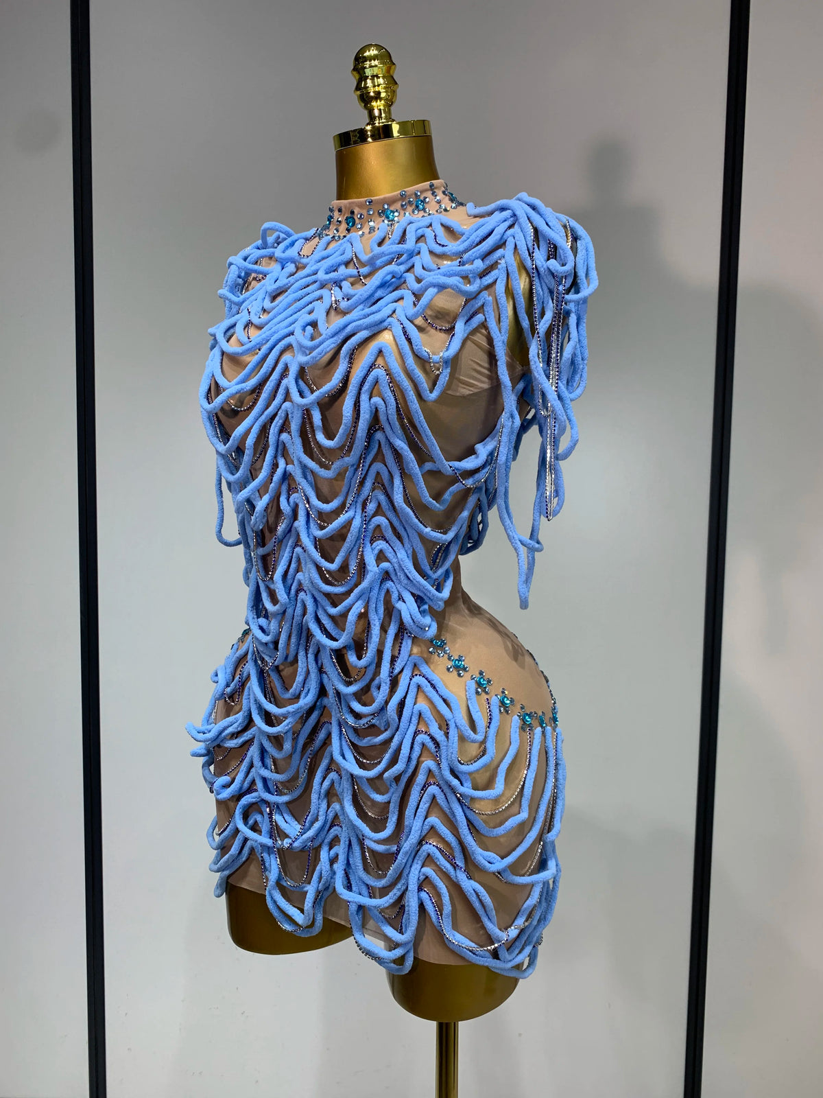 Monika Rinestone Mesh Mini Dress