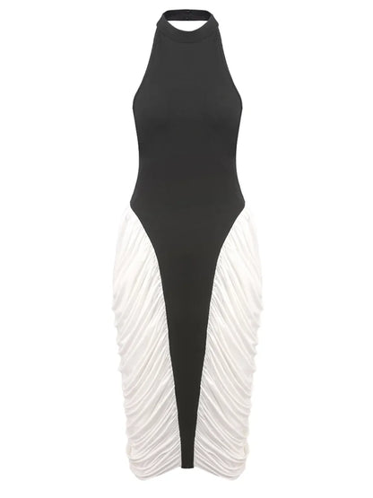 Lorie Pleated Bandage Midi Dress