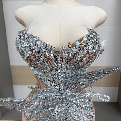 Silver Mesh Mini Dress