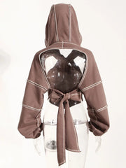 Hooded Cut Out Bandage Jacket