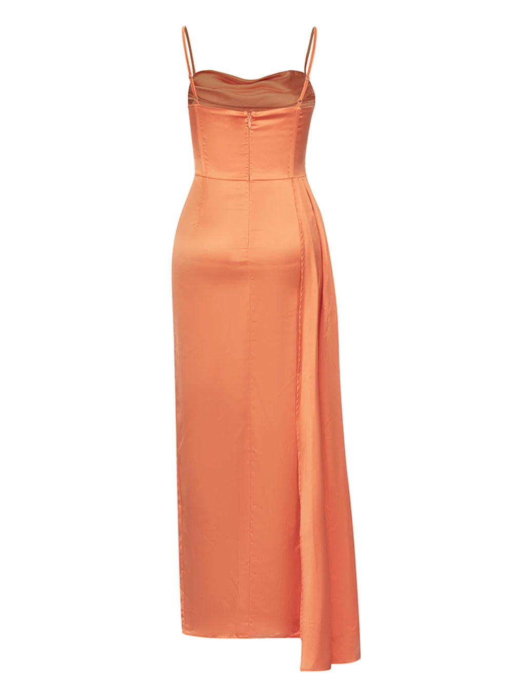 Orange Satin Maxi Dress