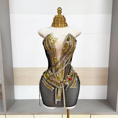 Shawna Rhinestone Corset Mini Dress