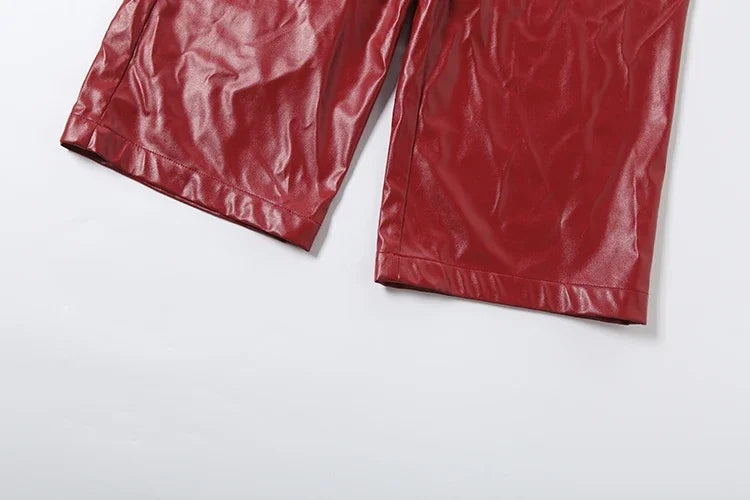 Red Leather Short Set