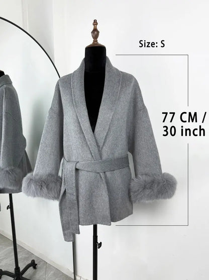 Fox Fur Wool Overcoat