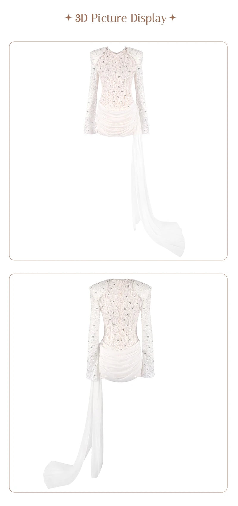 Opulent White Sequins Mini Dress