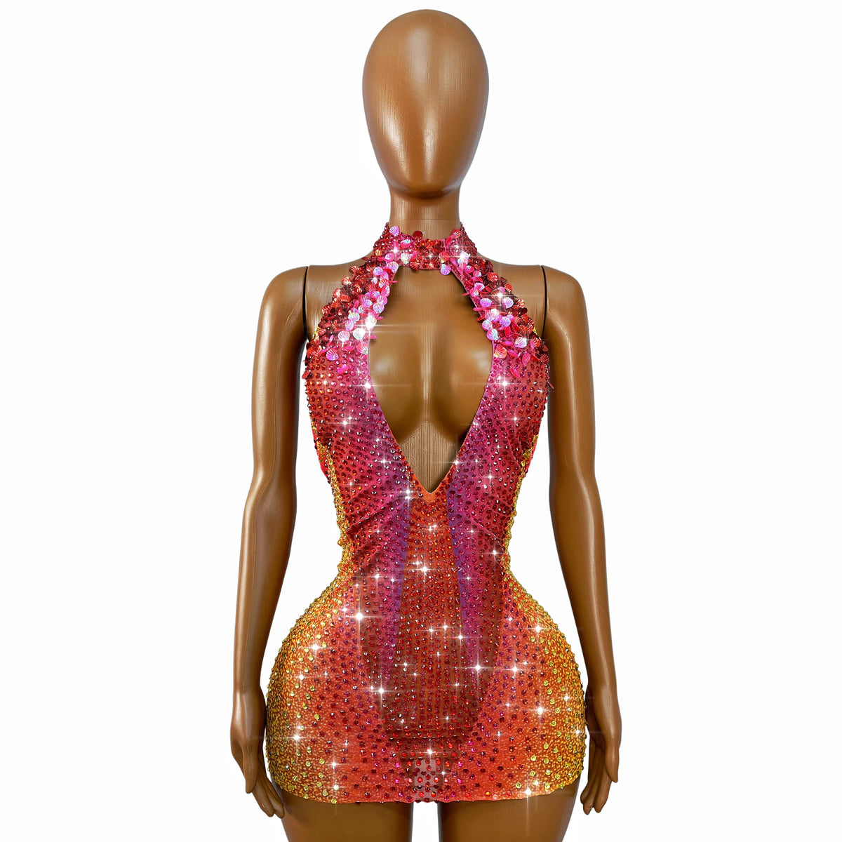 Ombre Seashell Sequins Mini Dress