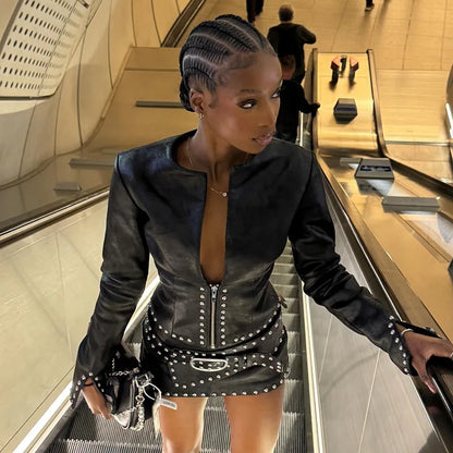 Nia Leather Crop Jacket