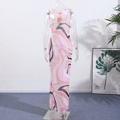 Marian Sheer Mesh Maxi Dress