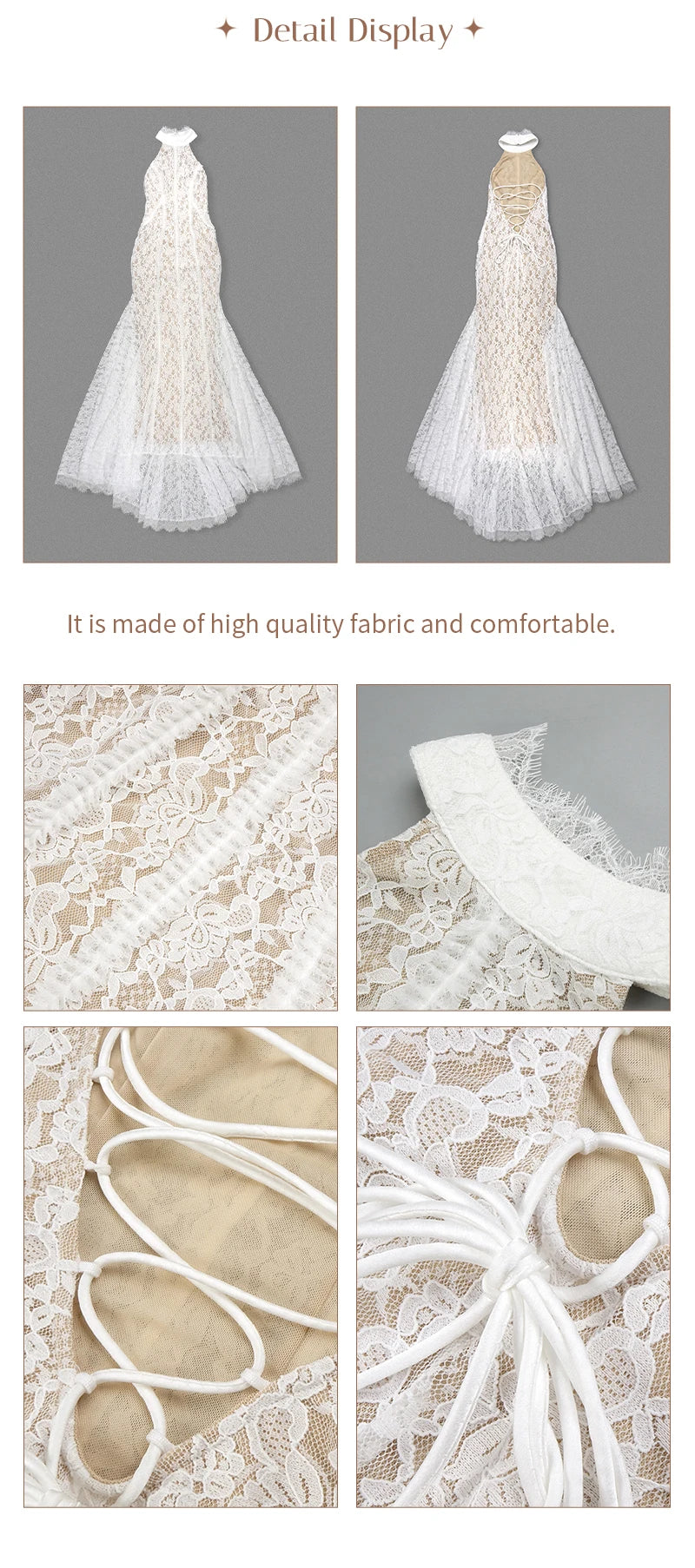 White Lace Mermaid Maxi Dress
