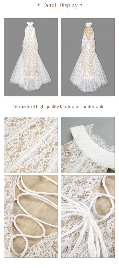 White Lace Mermaid Maxi Dress
